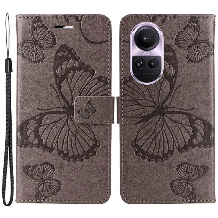 For Oppo Reno10 5G (Global) / Reno10 Pro 5G (Global) Wallet Case Floral Butterfly Imprinted Leather Phone Cover Stand - Green-Cellmalls