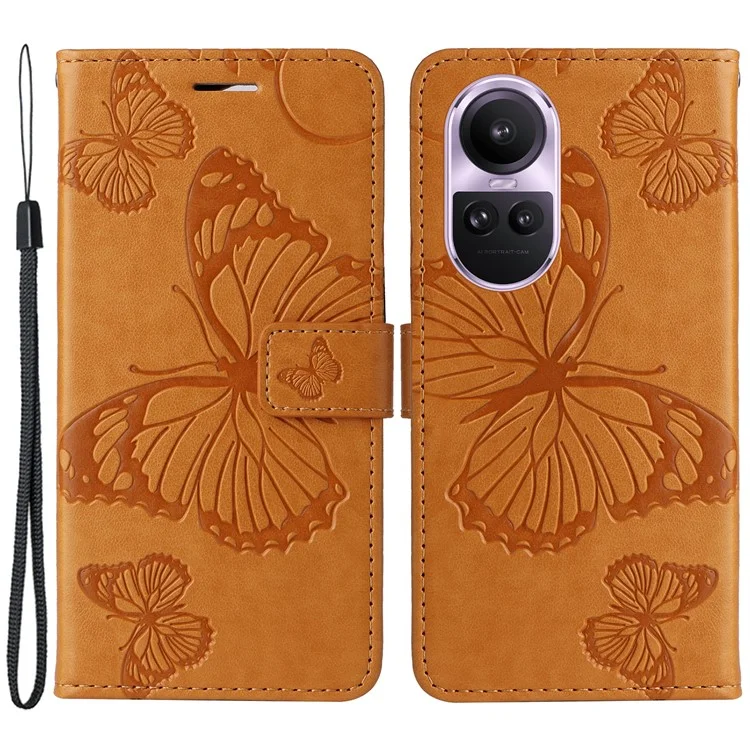 For Oppo Reno10 5G (Global) / Reno10 Pro 5G (Global) Wallet Case Floral Butterfly Imprinted Leather Phone Cover Stand - Green-Cellmalls