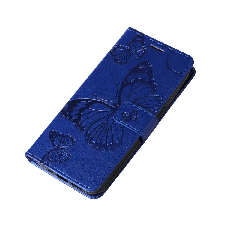 For Oppo A3x 4G / 5G (India) / A3 4G / 5G / A60 5G / A40 4G / A40M 4G Wallet Case Floral Butterfly Imprinted Leather Phone Cover Stand - Blue-Cellmalls