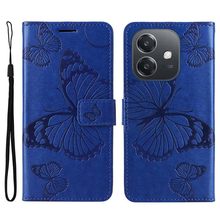 For Oppo A3x 4G / 5G (India) / A3 4G / 5G / A60 5G / A40 4G / A40M 4G Wallet Case Floral Butterfly Imprinted Leather Phone Cover Stand - Blue-Cellmalls