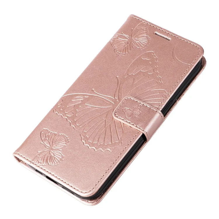 For Oppo A58 4G Wallet Case Floral Butterfly Imprinted Leather Phone Cover Stand - Rose Gold-Cellmalls