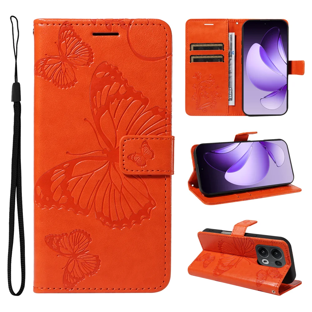 For Oppo Reno13 Pro 5G Wallet Case Floral Butterfly Imprinted Leather Phone Cover Stand -  Green-Cellmalls