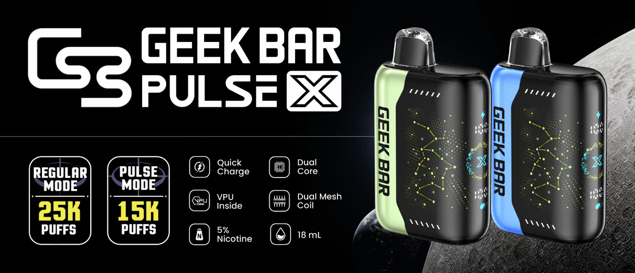 Geek Bar Turbo 25000 Puff Disposable Vape Dual Mode Pulse 15000 Puffs With 3D Curved Smart Display