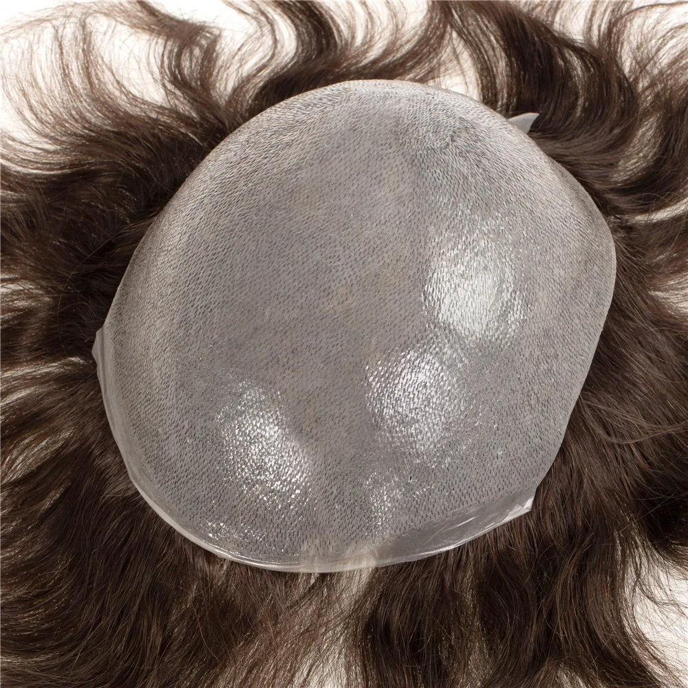 100% Human Hair Dark Brown color  V-loop Thin Skin Hair Systems