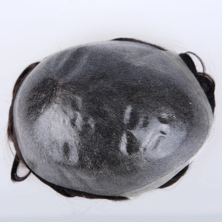 European Human Hair Thin Skin Injection Natural Color Men Toupee