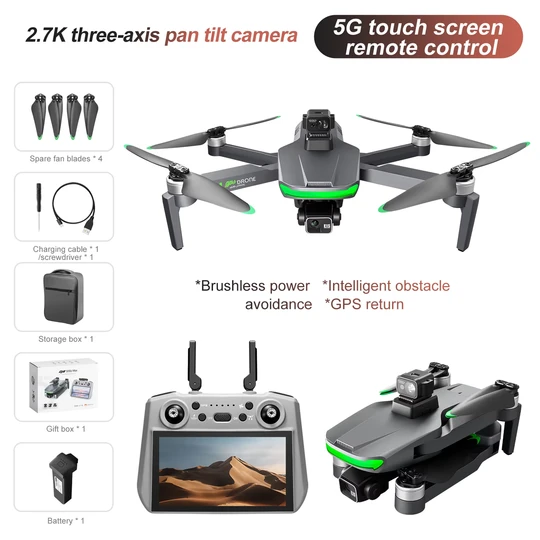 S155 7.2inch Touch screen 3-Axis Gimbal Drone 4K Professional GPS Brushless Motor