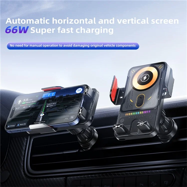 SD19 15W Magnetic Fast Charging Car Air Vent Mount Phone Holder 360 Degree Rotating Wireless Charger - Black-Cellmalls