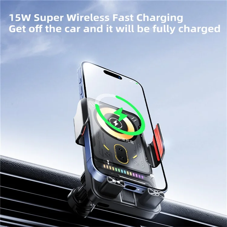 SD19 15W Magnetic Fast Charging Car Air Vent Mount Phone Holder 360 Degree Rotating Wireless Charger - Black-Cellmalls
