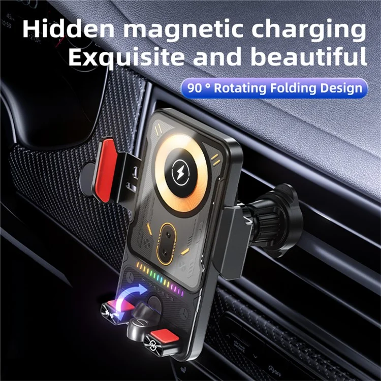 SD19 15W Magnetic Fast Charging Car Air Vent Mount Phone Holder 360 Degree Rotating Wireless Charger - Black-Cellmalls