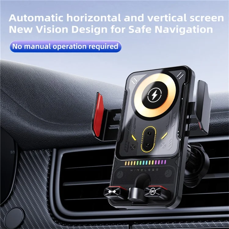 SD19 15W Magnetic Fast Charging Car Air Vent Mount Phone Holder 360 Degree Rotating Wireless Charger - Black-Cellmalls
