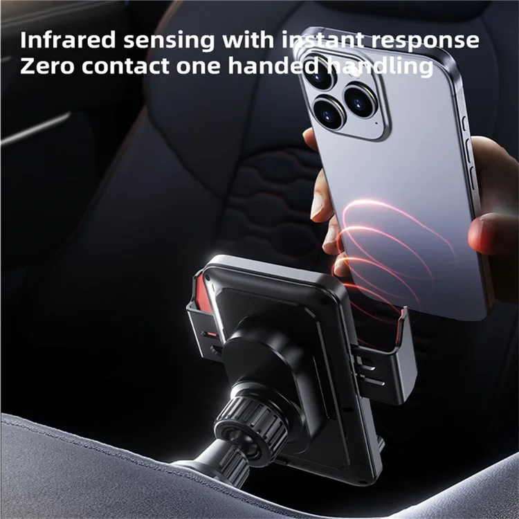 SD19 15W Magnetic Fast Charging Car Air Vent Mount Phone Holder 360 Degree Rotating Wireless Charger - Grey-Cellmalls