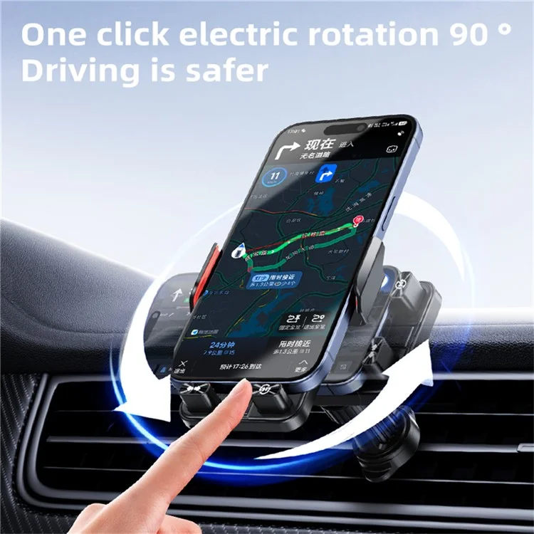 SD19 15W Magnetic Fast Charging Car Air Vent Mount Phone Holder 360 Degree Rotating Wireless Charger - Grey-Cellmalls