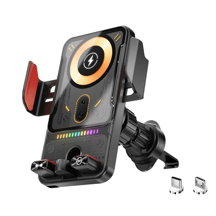 SD19 15W Magnetic Fast Charging Car Air Vent Mount Phone Holder 360 Degree Rotating Wireless Charger - Black-Cellmalls