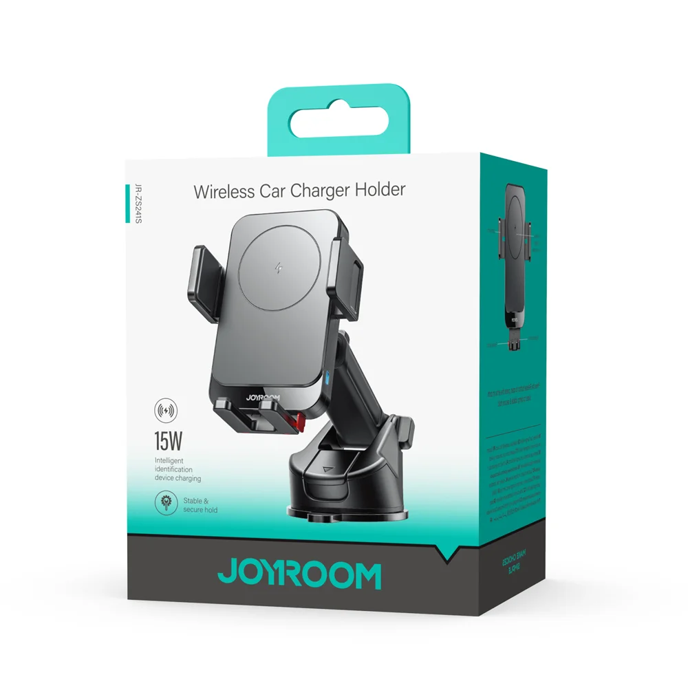 JOYROOM JR-ZS241S Car Wireless Charger Dashboard Mount 15W Fast Charging Phone Holder - Black-Cellmalls
