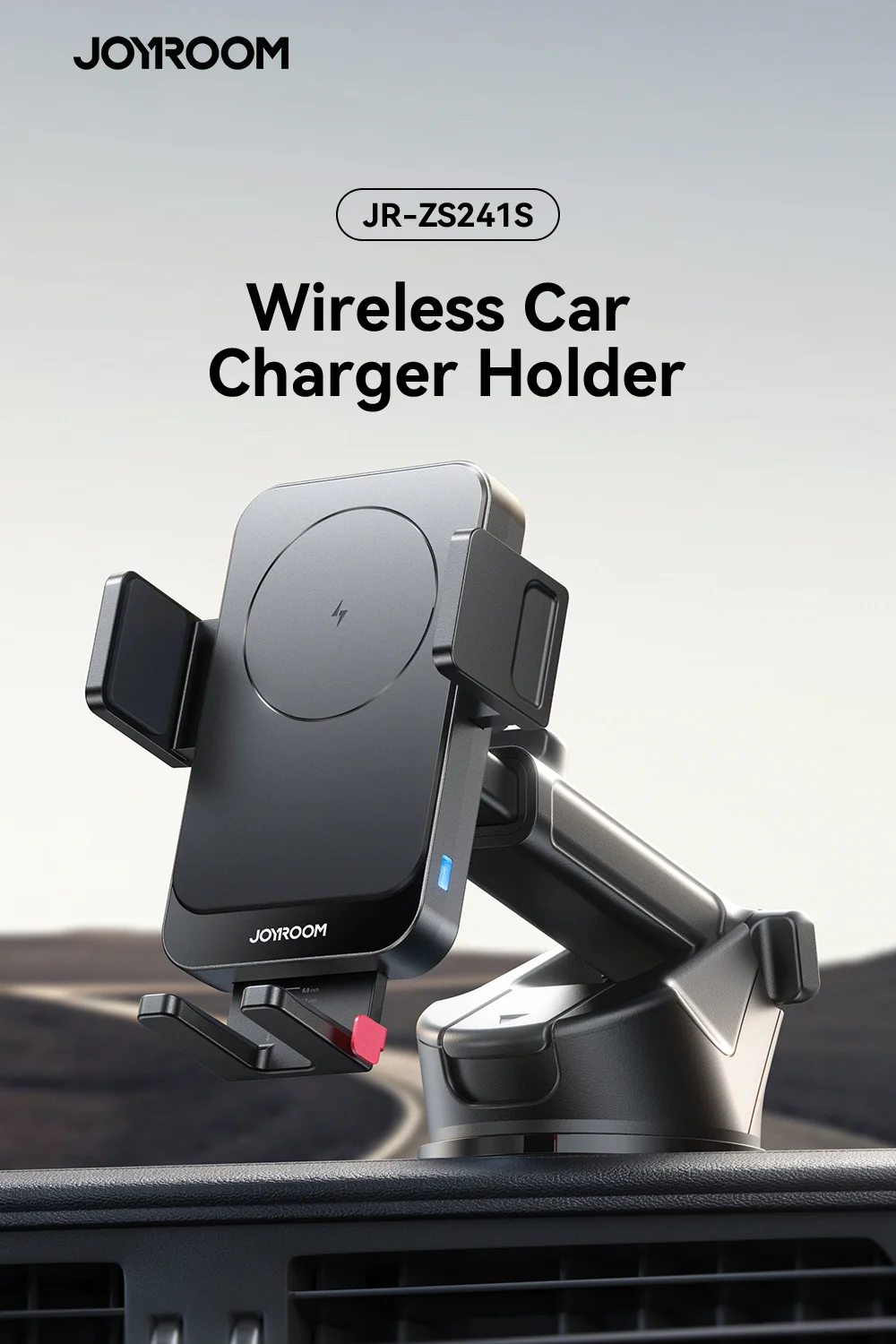 JOYROOM JR-ZS241S Car Wireless Charger Dashboard Mount 15W Fast Charging Phone Holder - Black-Cellmalls