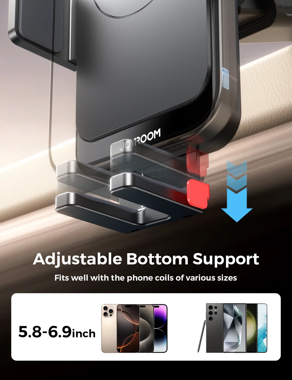 JOYROOM JR-ZS241S Car Wireless Charger Dashboard Mount 15W Fast Charging Phone Holder - Black-Cellmalls