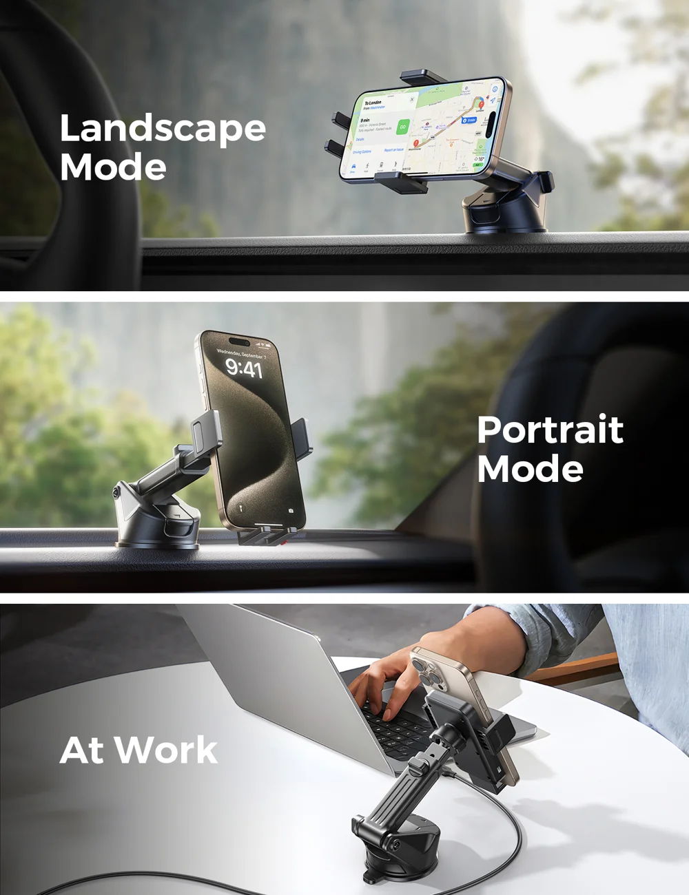 JOYROOM JR-ZS241S Car Wireless Charger Dashboard Mount 15W Fast Charging Phone Holder - Black-Cellmalls