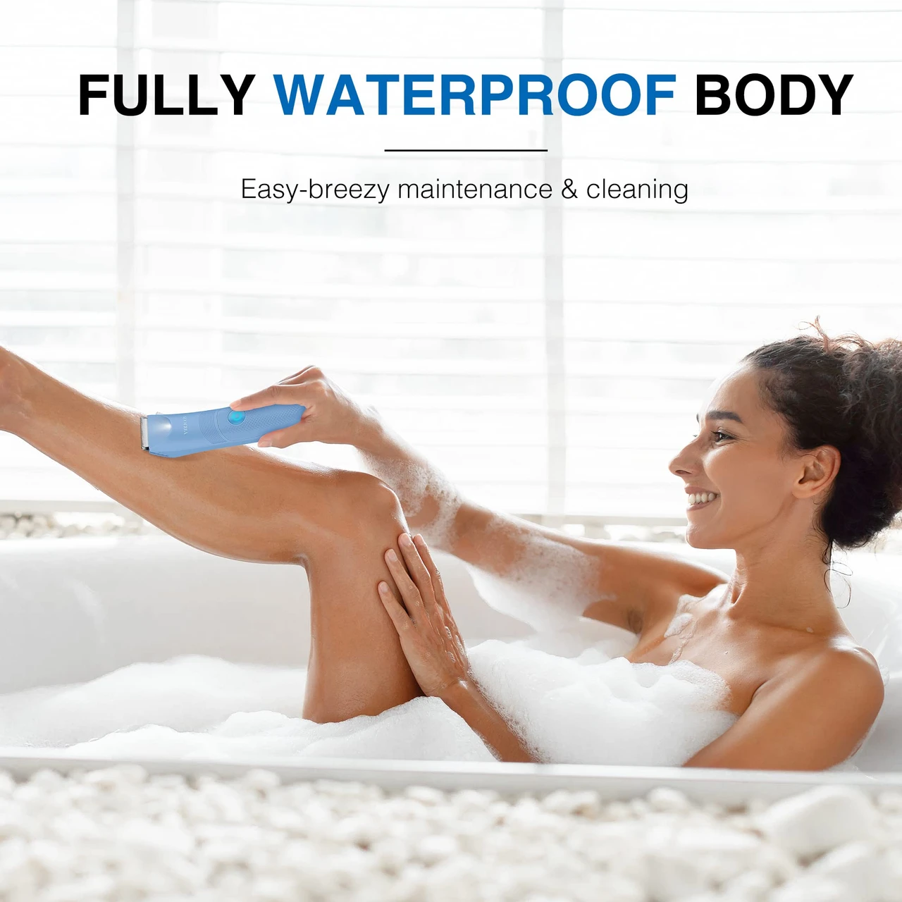 VIKICON Bikini Trimmer for Women: Painless Electric Pubic/Leg Shaver w/Light, Ceramic Hypoallergenic Blade, Waterproof Cordless Razor for Sensitive Skin, Travel-Ready Body Groomer, Gift for Her