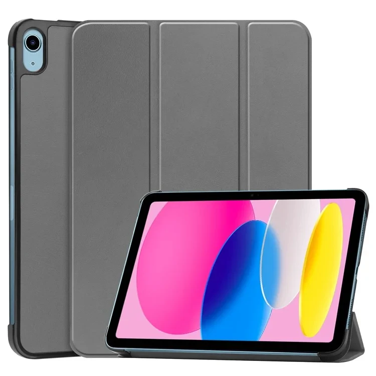 For iPad (2025) / 10.9 (2022) Case Anti-Drop Leather Stand Tablet Cover - Grey-Cellmalls