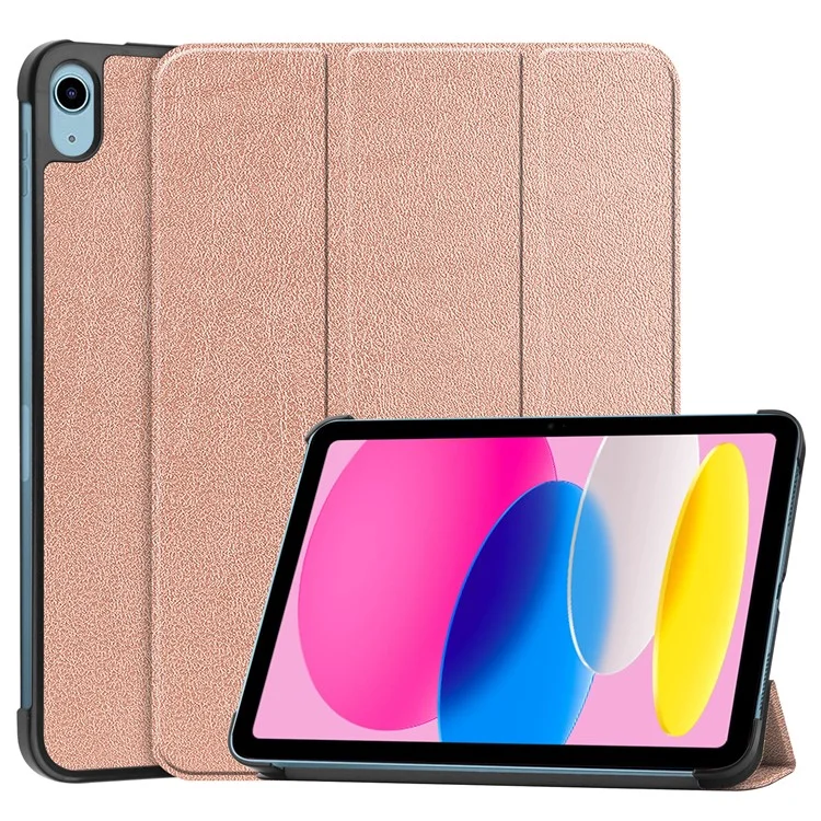 For iPad (2025) / 10.9 (2022) Case Anti-Drop Leather Stand Tablet Cover - Rose Gold-Cellmalls