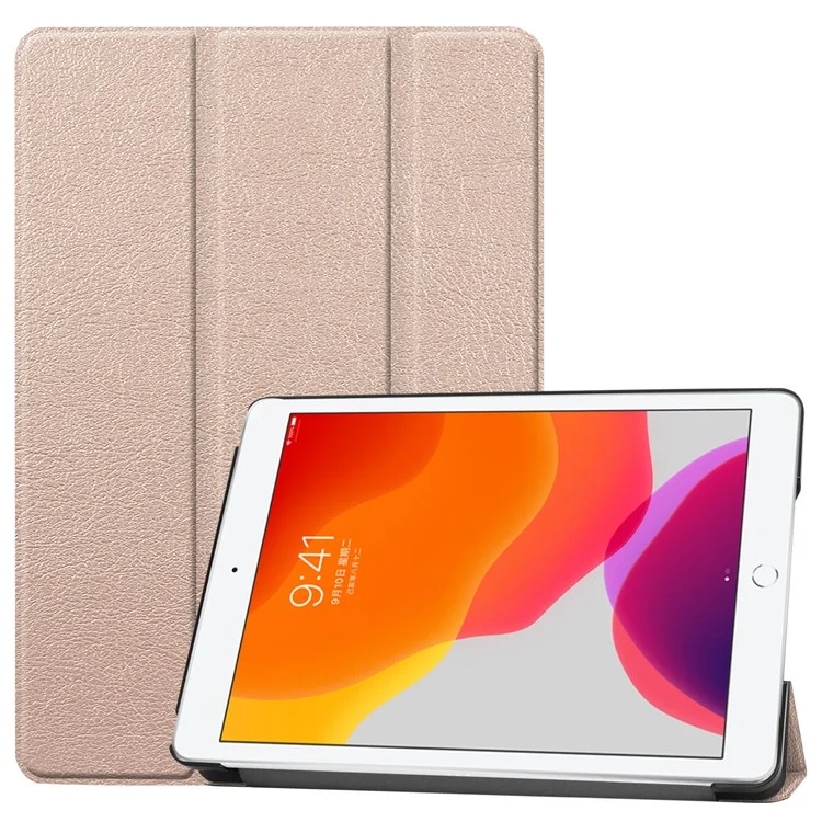 Tri-Fold Stand Tablet Cover for iPad 10.2 (2021) / (2020) / (2019) PU Leather Protective Smart Case with Auto Sleep / Wake - Rose Gold-Cellmalls