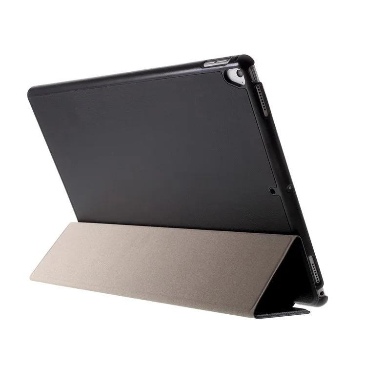 For iPad Pro 12.9 (2017) PU Leather Ultra Thin Tri-Fold Stand Auto Sleep / Wake Tablet Cover - Black-Cellmalls