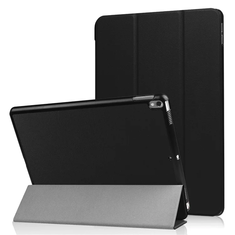 For iPad Pro 10.5 inch (2017)/Air 10.5 inch (2019) Slim Shockproof Case Tri-fold Stand PU Leather Tablet Cover Protector - Black-Cellmalls