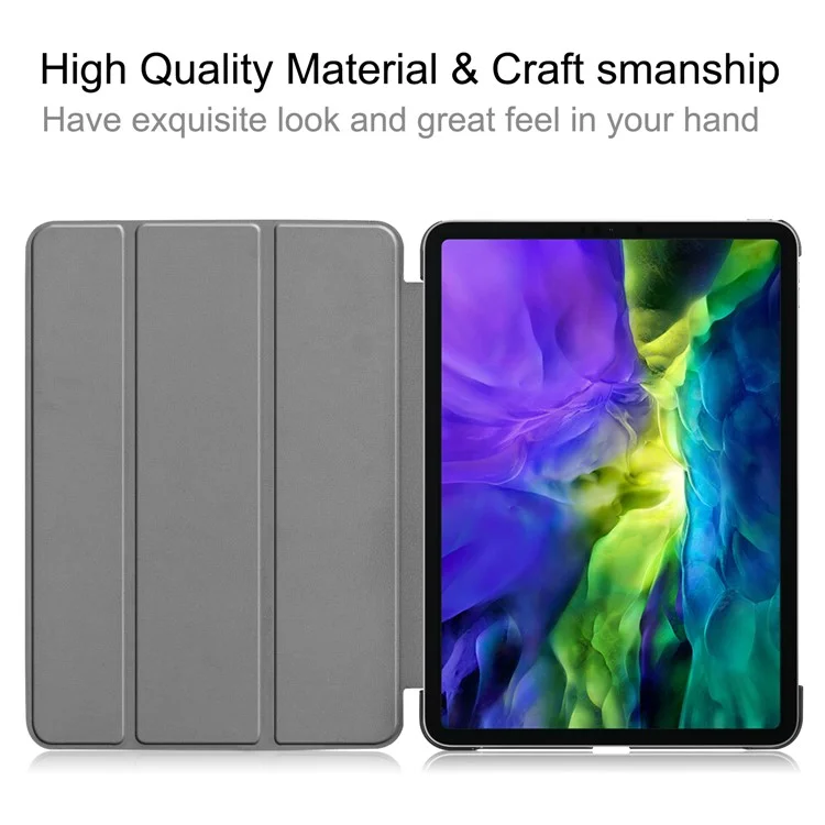 PU Leather Cover for iPad Pro 11-inch (2022) / (2021) / (2020) / (2018) Tri-Fold Stand Smart Case - Black-Cellmalls