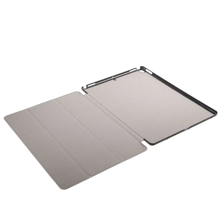 For iPad Pro 12.9 (2017) PU Leather Ultra Thin Tri-Fold Stand Auto Sleep / Wake Tablet Cover - Black-Cellmalls