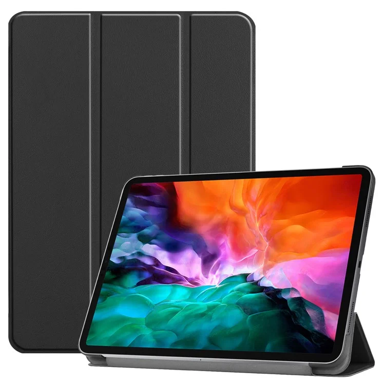 Stable Tri-fold Stand Design Leather Stand Case [Auto Sleep/Wake Function] for iPad Pro 12.9-inch (2021) - Black-Cellmalls
