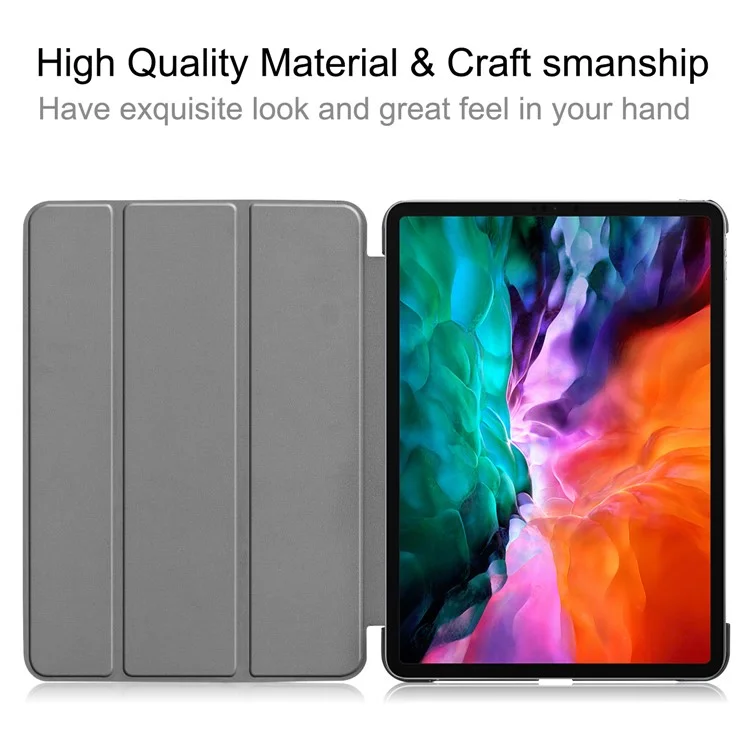 Stable Tri-fold Stand Design Leather Stand Case [Auto Sleep/Wake Function] for iPad Pro 12.9-inch (2021) - Black-Cellmalls