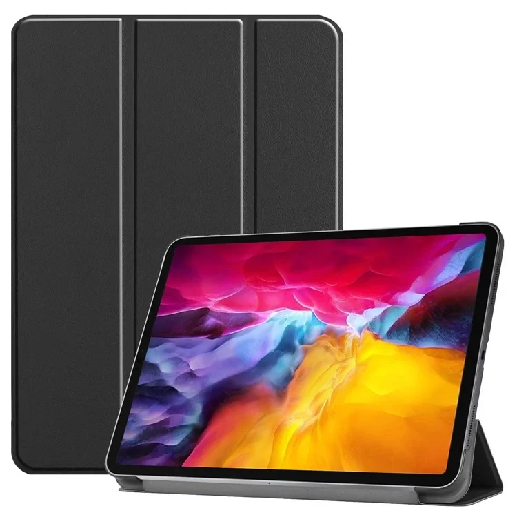 Stable Tri-fold Stand Auto Sleep/Wake Leather Stand Case for iPad Pro 11-inch (2021) - Black-Cellmalls