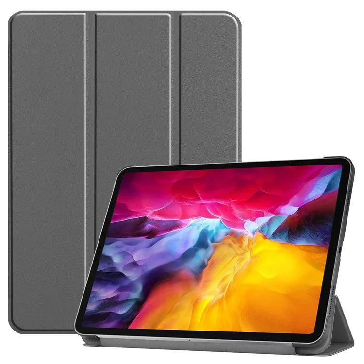 Stable Tri-fold Stand Auto Sleep/Wake Leather Stand Case for iPad Pro 11-inch (2021) - Grey-Cellmalls