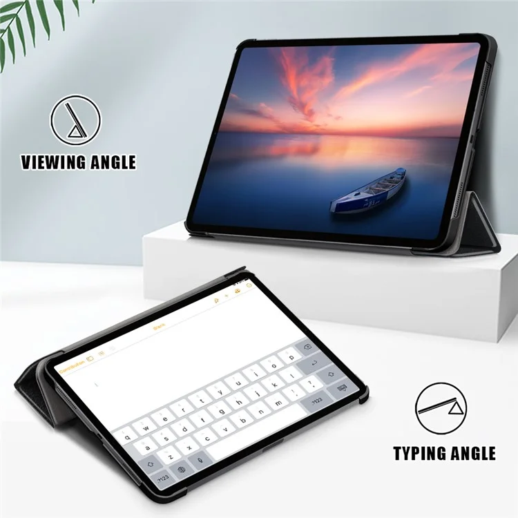 Tablet PU Leather Case Tri-fold Stand Case for iPad Pro 11-inch (2021) / (2020) / (2022) / Air (2020) / Air (2022) - Black-Cellmalls