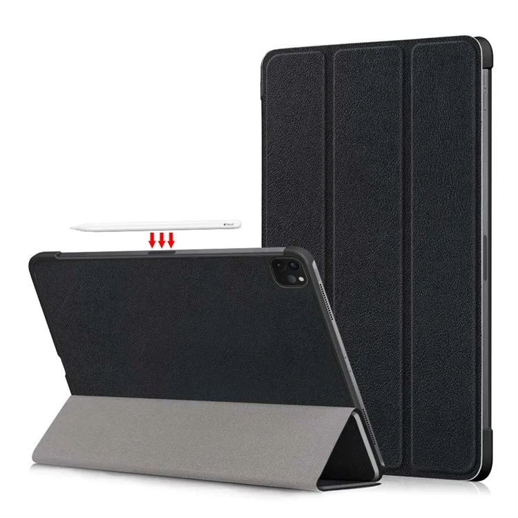 Tablet PU Leather Case Tri-fold Stand Case for iPad Pro 11-inch (2021) / (2020) / (2022) / Air (2020) / Air (2022) - Black-Cellmalls