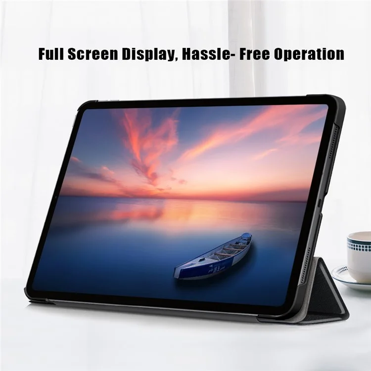 Tablet PU Leather Case Tri-fold Stand Case for iPad Pro 11-inch (2021) / (2020) / (2022) / Air (2020) / Air (2022) - Black-Cellmalls