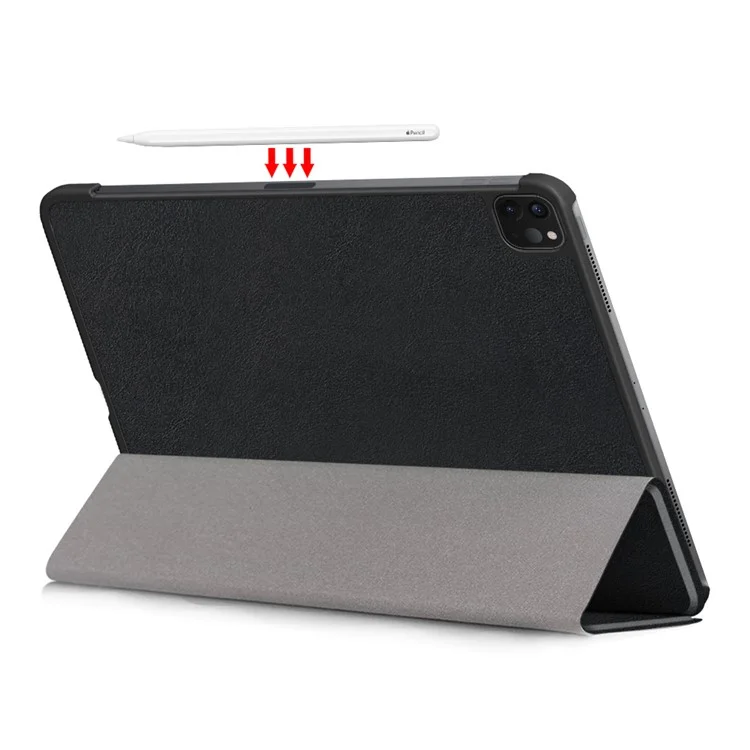 Tablet PU Leather Case Tri-fold Stand Case for iPad Pro 11-inch (2021) / (2020) / (2022) / Air (2020) / Air (2022) - Black-Cellmalls