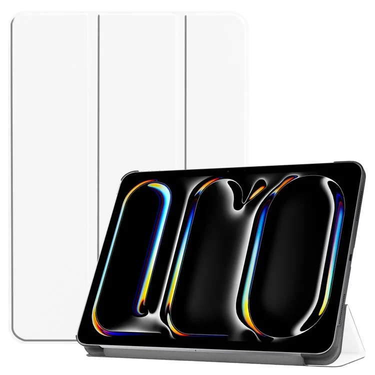 For iPad Pro 11 (2024) Case PC+PU Auto Wake Sleep Tablet Shell with Tri-fold Stand - Black-Cellmalls