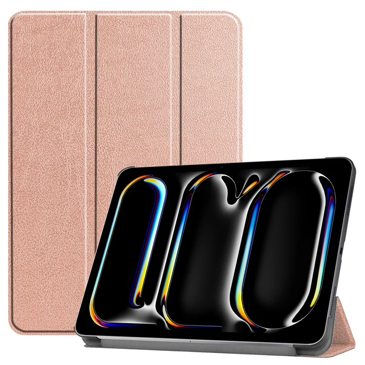 For iPad Pro 11 (2024) Case PC+PU Auto Wake Sleep Tablet Shell with Tri-fold Stand - Black-Cellmalls