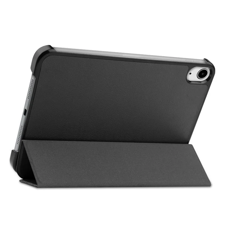 Tri-Fold Stand PU Leather Smart Tablet Protective Cover Tablet Case for iPad mini (2024) / mini (2021) - Black-Cellmalls
