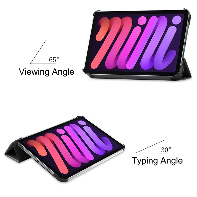 Tri-Fold Stand PU Leather Smart Tablet Protective Cover Tablet Case for iPad mini (2024) / mini (2021) - Black-Cellmalls
