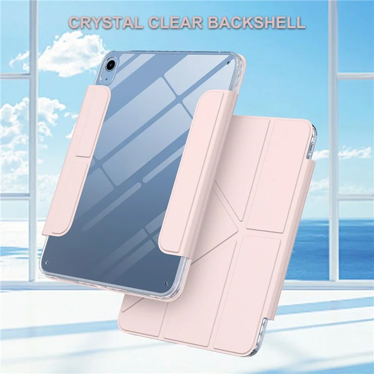 For iPad (2025)  /  10.9 (2022) Tablet Case Stand Magnetic Detachable PU Leather Cover with Auto Wake  /  Sleep - Pink-Cellmalls