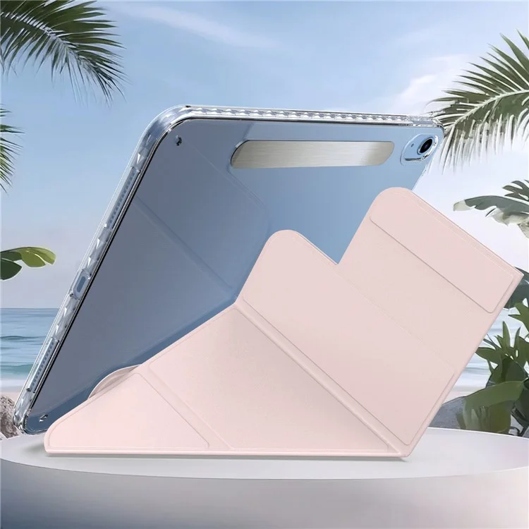 For iPad (2025)  /  10.9 (2022) Tablet Case Stand Magnetic Detachable PU Leather Cover with Auto Wake  /  Sleep - Pink-Cellmalls
