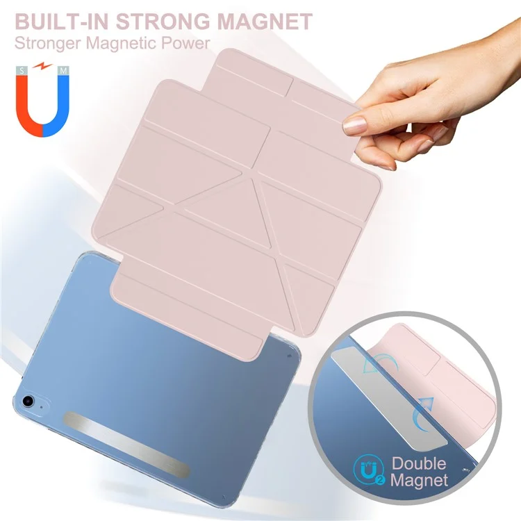 For iPad (2025)  /  10.9 (2022) Tablet Case Stand Magnetic Detachable PU Leather Cover with Auto Wake  /  Sleep - Pink-Cellmalls
