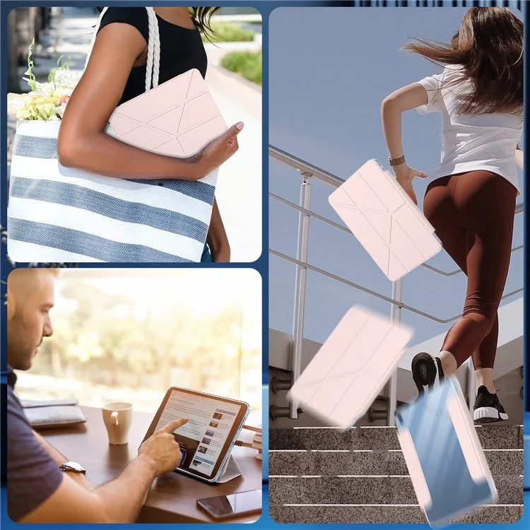 For iPad (2025)  /  10.9 (2022) Tablet Case Stand Magnetic Detachable PU Leather Cover with Auto Wake  /  Sleep - Pink-Cellmalls