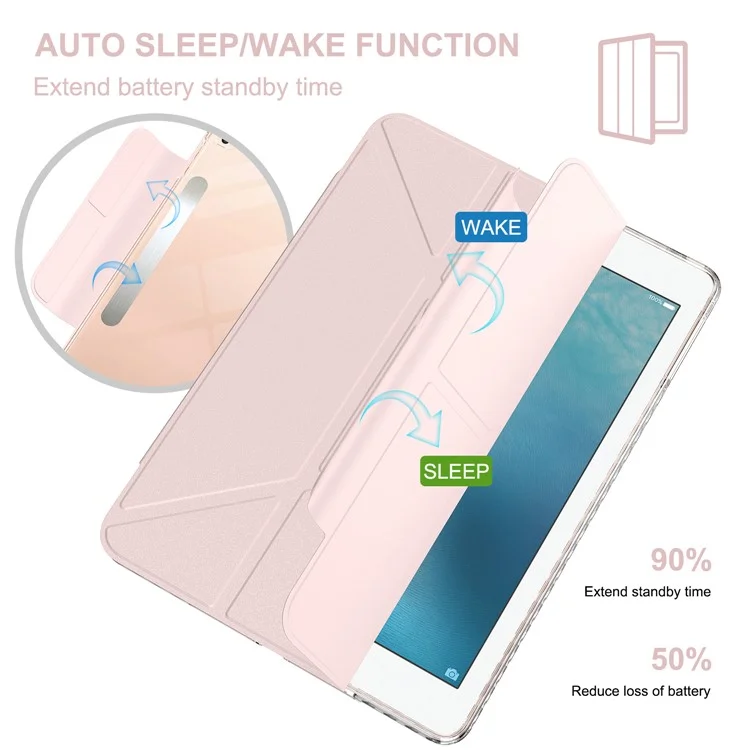 Tablet Case For iPad 9.7-inch (2018)  /  (2017)  /  Air 2  /  Air (2013) Stand Magnetic Detachable PU Leather Cover with Auto Wake  /  Sleep - Pink-Cellmalls
