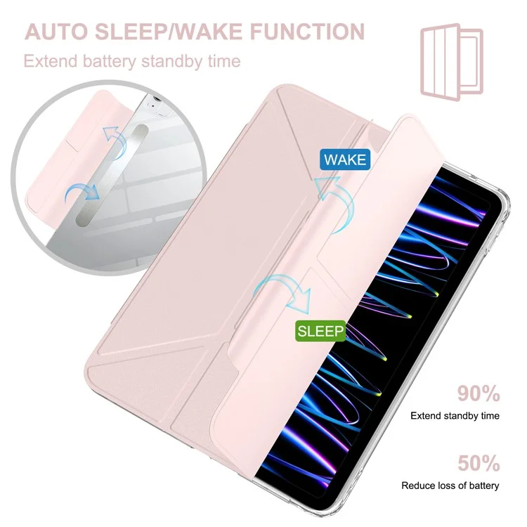 Tablet Case for iPad Air 11 (2025)/(2024)/Air (2022)/(2020)/Pro 11-inch (2018) Magnetic Clasp PU Leather Stand Cover - Pink-Cellmalls