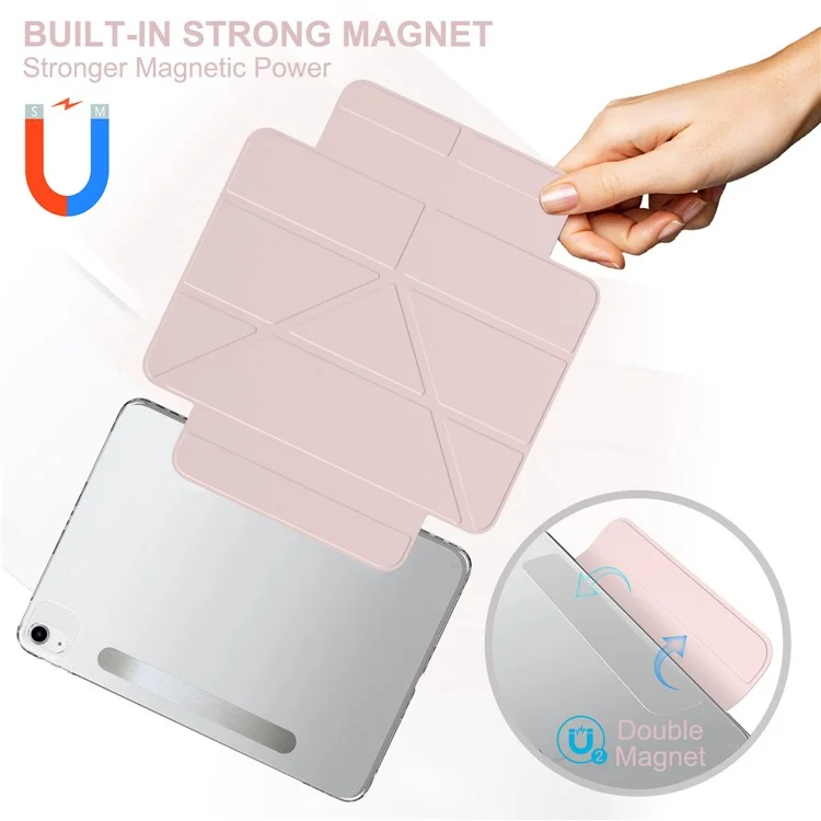 Tablet Case for iPad Air 11 (2025)/(2024)/Air (2022)/(2020)/Pro 11-inch (2018) Magnetic Clasp PU Leather Stand Cover - Pink-Cellmalls