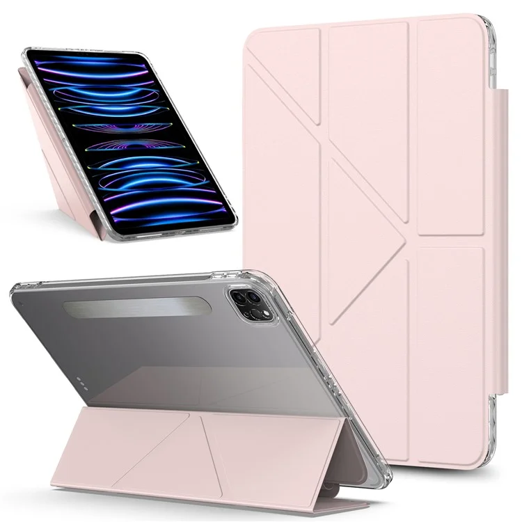 Tablet Case For iPad Pro 12.9 (2022)  /  (2021)  /  (2020) Stand Magnetic Detachable PU Leather Cover with Auto Wake  /  Sleep - Pink-Cellmalls