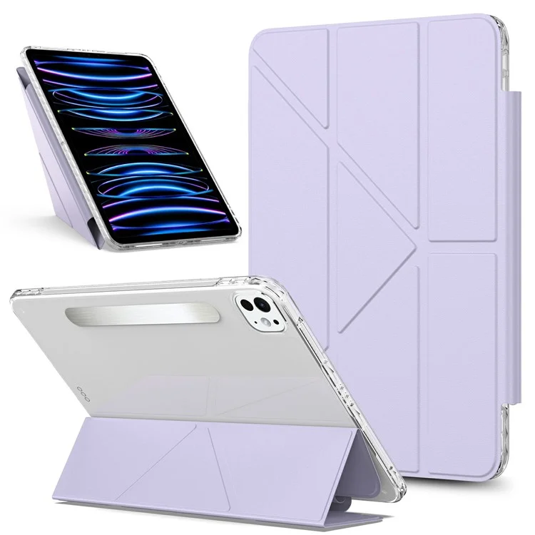 For iPad Pro 11 (2024) Tablet Case Stand Magnetic Detachable PU Leather Cover with Auto Wake  /  Sleep - Pink-Cellmalls